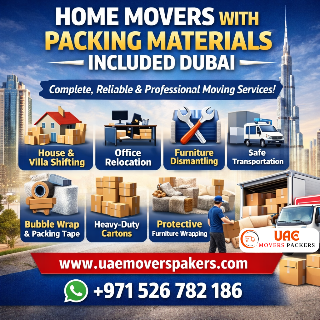 home movers with packing materials included Dubai